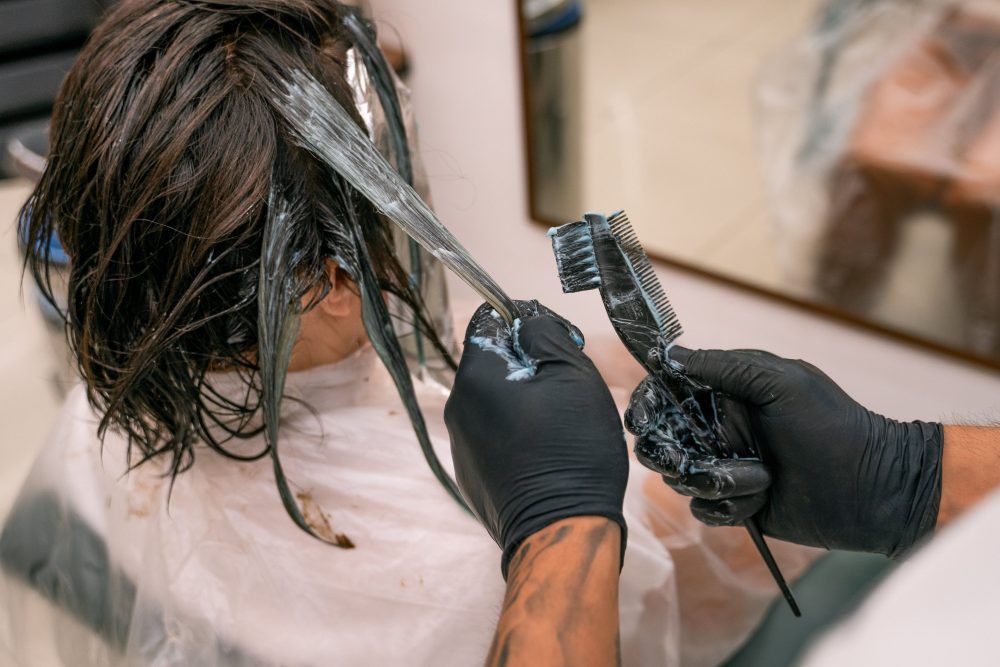 woman with hair dye