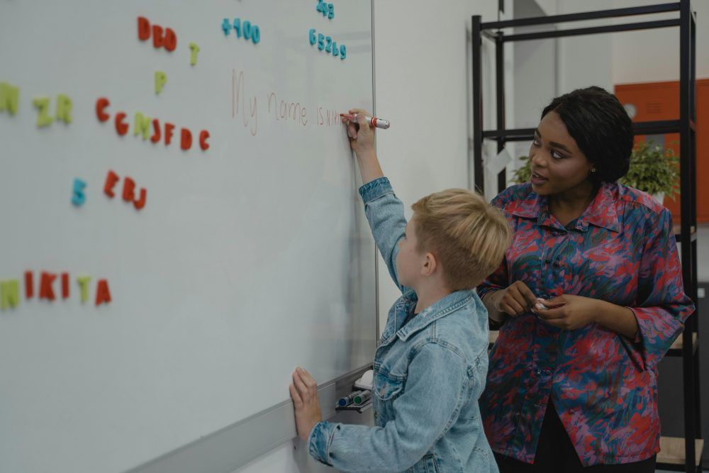 Teacher and child with ADHD