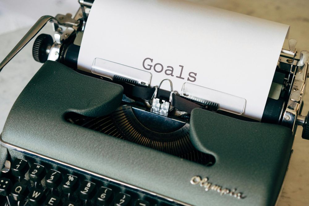 Typewriter with word goals - about ADHD goals
