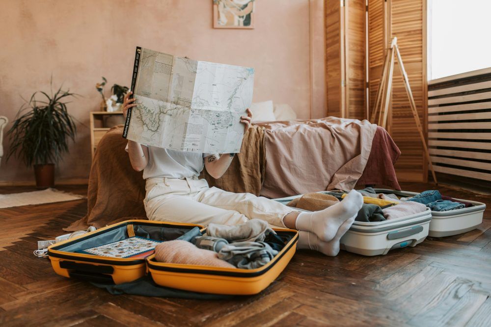 woman in room reading